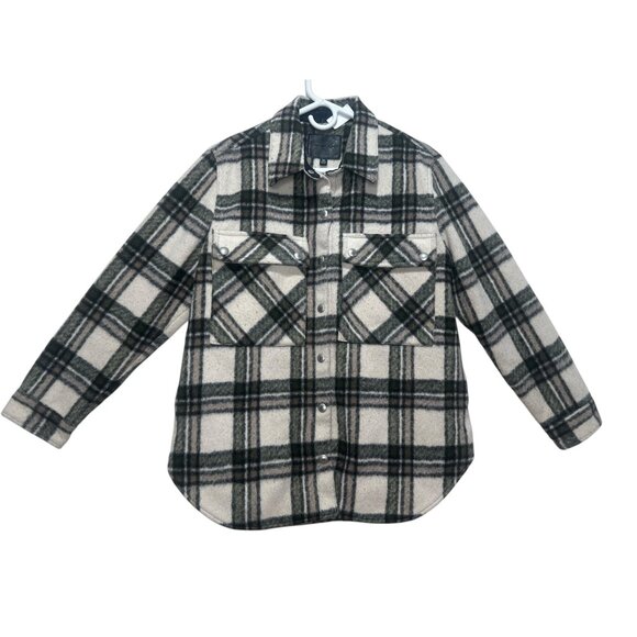 Blank NYC Flannel Plaid Shirt Jacket Shacket Medium Wool Trucker Outdoors Fall - Picture 3 of 16
